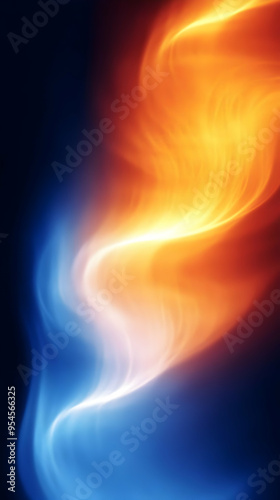 Abstract blue and orange light streaks in a wavy pattern on a dark background.