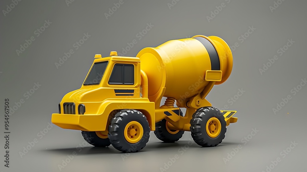 Cement mixer toy on gray background Cement mixer toy on gray background