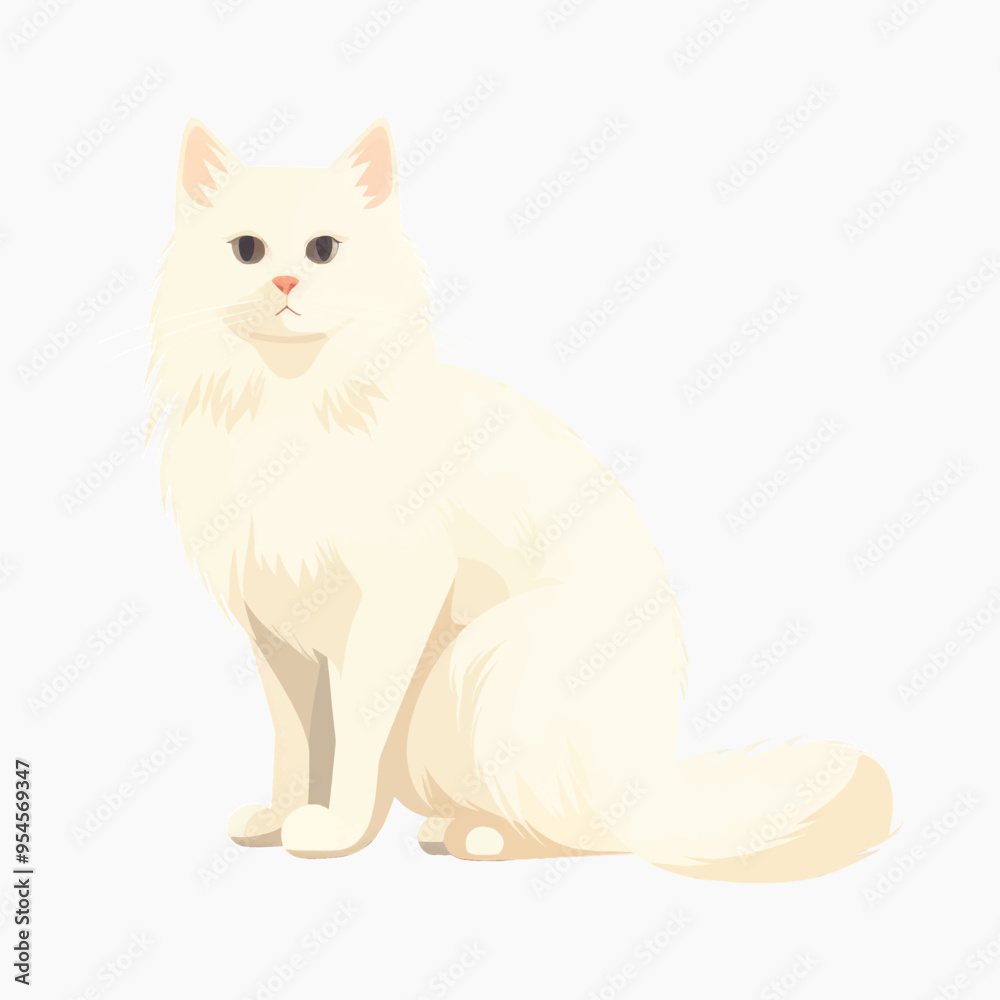 Obraz premium Elegant white cat illustration