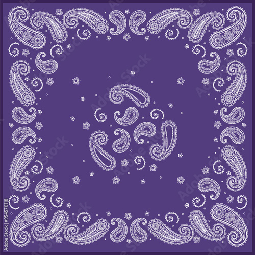 Ornamental embroidery paisley graphic bandana or any design