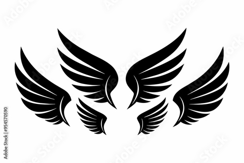 Set of Black Wing Icons,wing icons, black wings, vector wings, wing 