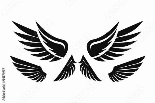 Set of Black Wing Icons,wing icons, black wings, vector wings, wing 