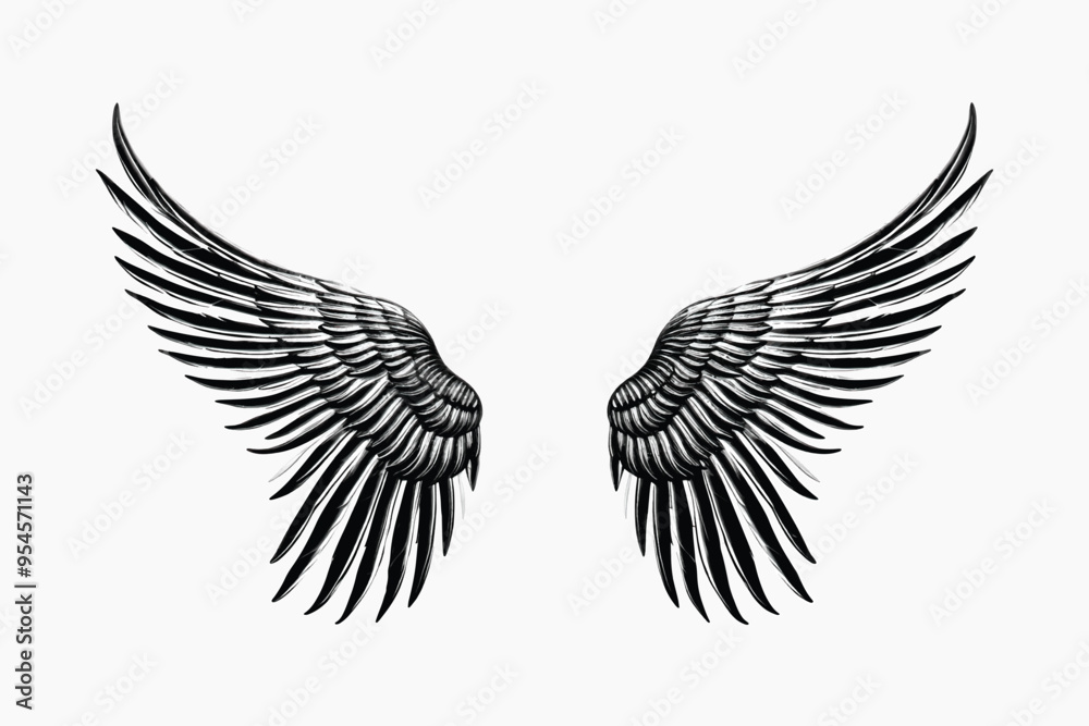 Obraz premium Intricate black angel wings illustration