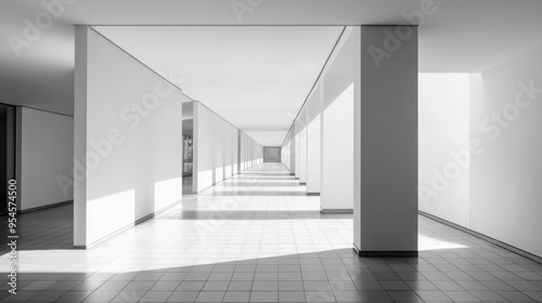 minimal architecture floor and corridor, modern business building design, nobody, business background