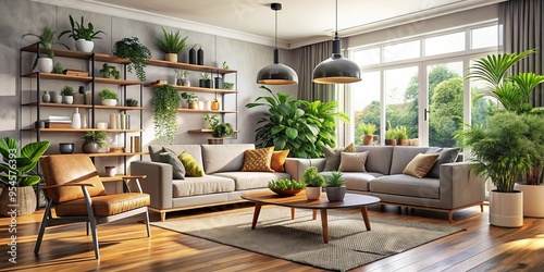 Contemporary comfort abounds in this stylish space, where comfortable sofas and chairs are thoughtfully arranged amidst