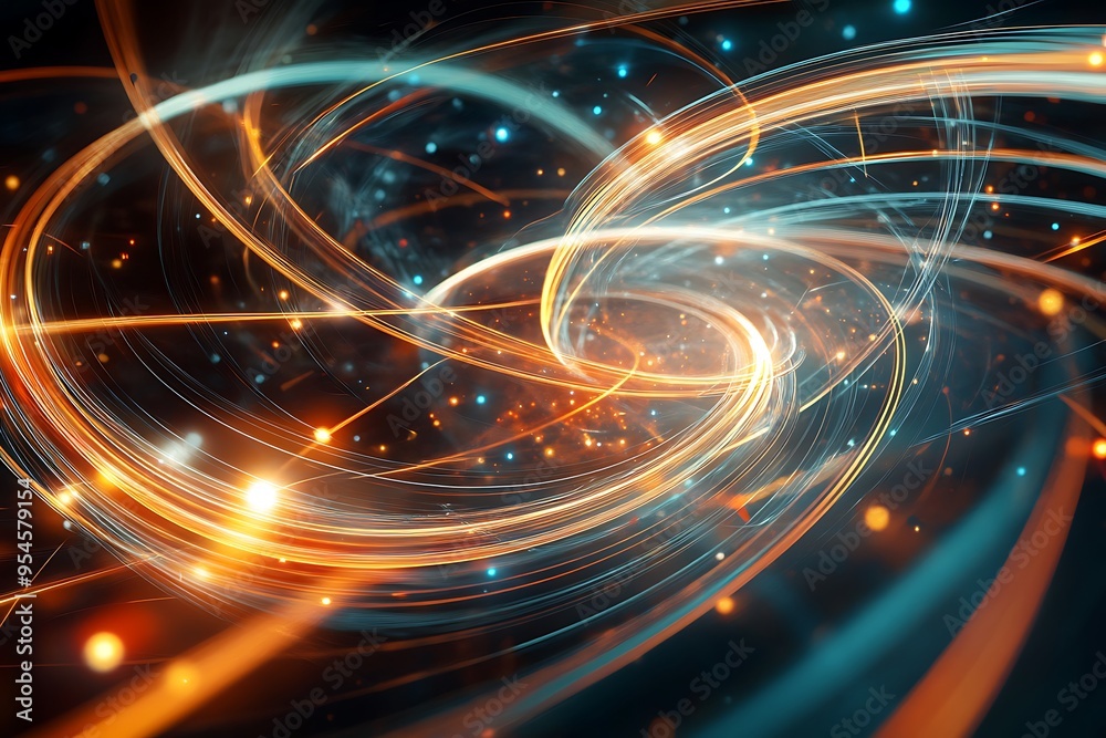 Abstract Swirling Lights with Orange and Blue Hues Abstract Swirling Lights with Orange and Blue Hues