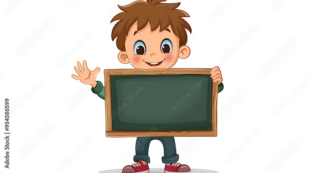 child with an empty chalkboard on white background child with an empty chalkboard on white background