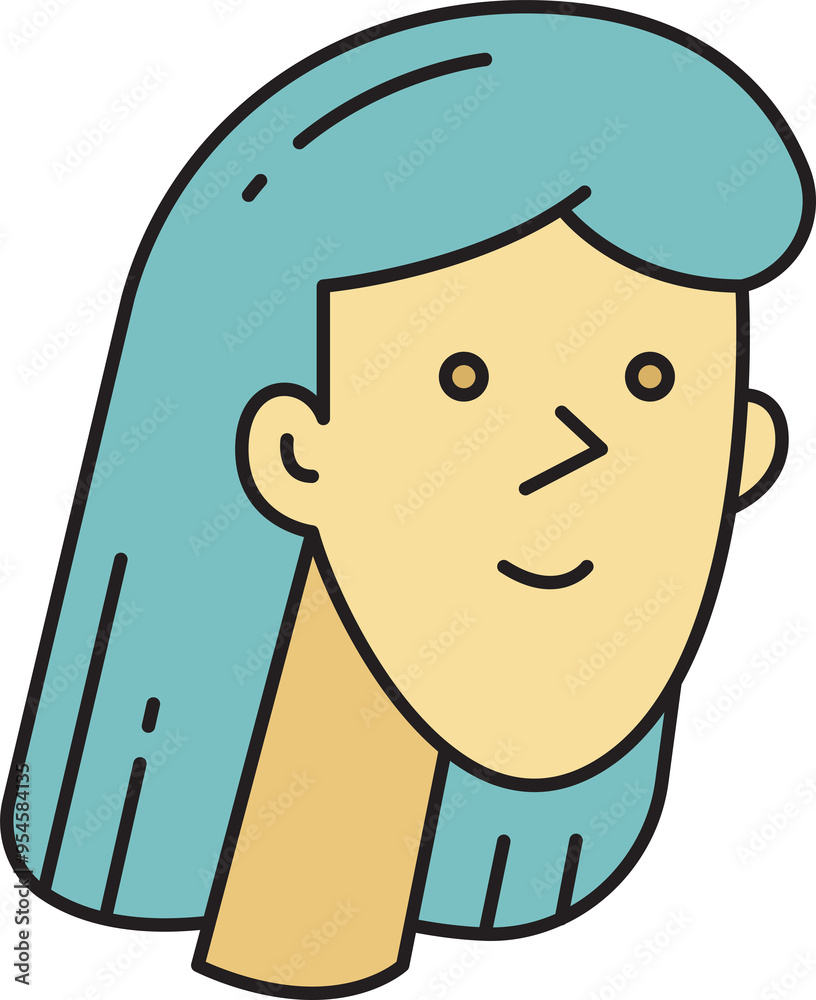 Fototapeta premium Girl Face Cartoon Character Avatar 