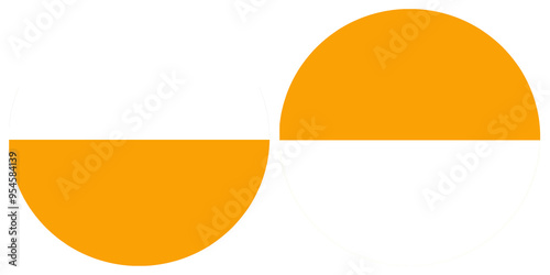 Circle pattern of Vector illustration. 02 circle both are half colored and half white. One Circle Half white Half Yellow and other circles white and Yellow. 