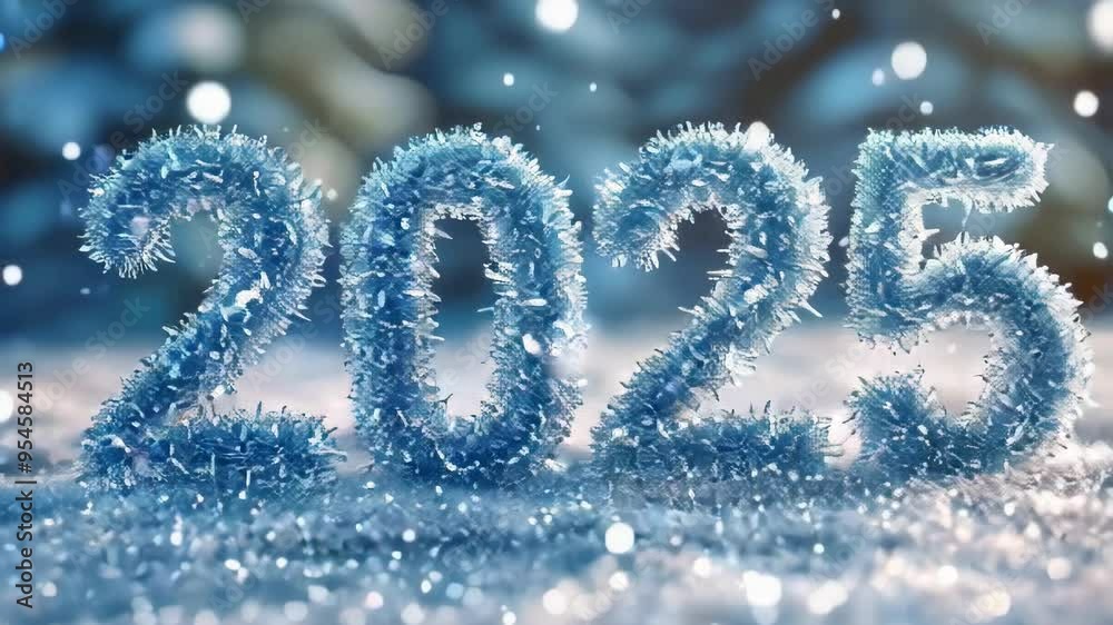 2025 Happy New Year design as snowflake shape, Holiday greeting card, bokeh background. 2025 Happy New Year design as snowflake shape, Holiday greeting card, bokeh background.