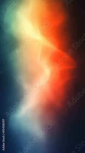 Abstract blurred background with blue, orange and red gradient.