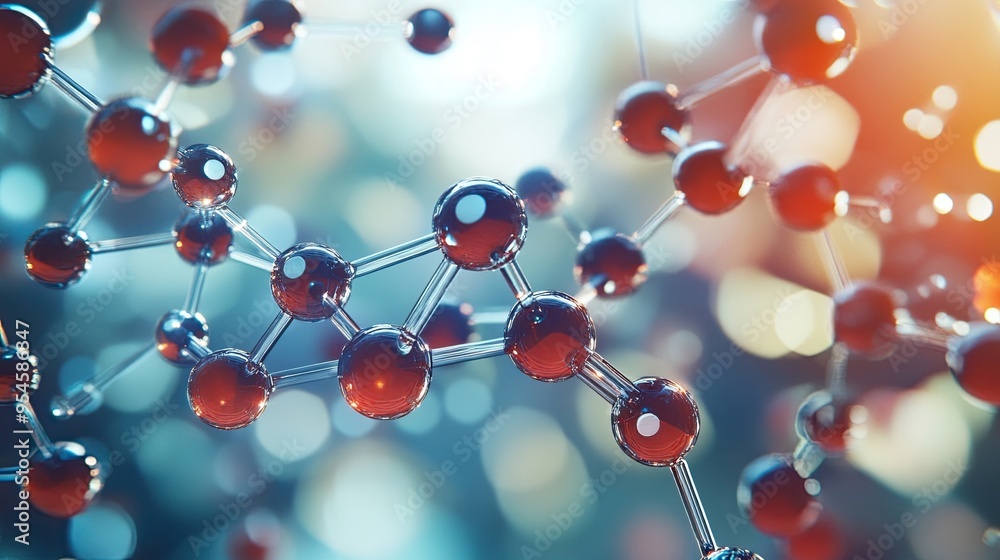 Molecule Model Illustration Focused on Nanotechnology Concepts, Featuring Detailed Representation of Molecular Structures and Scientific Applications Molecule Model Illustration Focused on Nanotechnology Concepts, Featuring Detailed Representation of Molecular Structures and Scientific Applications
