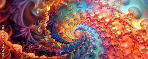 Colorful bright abstract fractal designs, 4K hyperrealistic photo