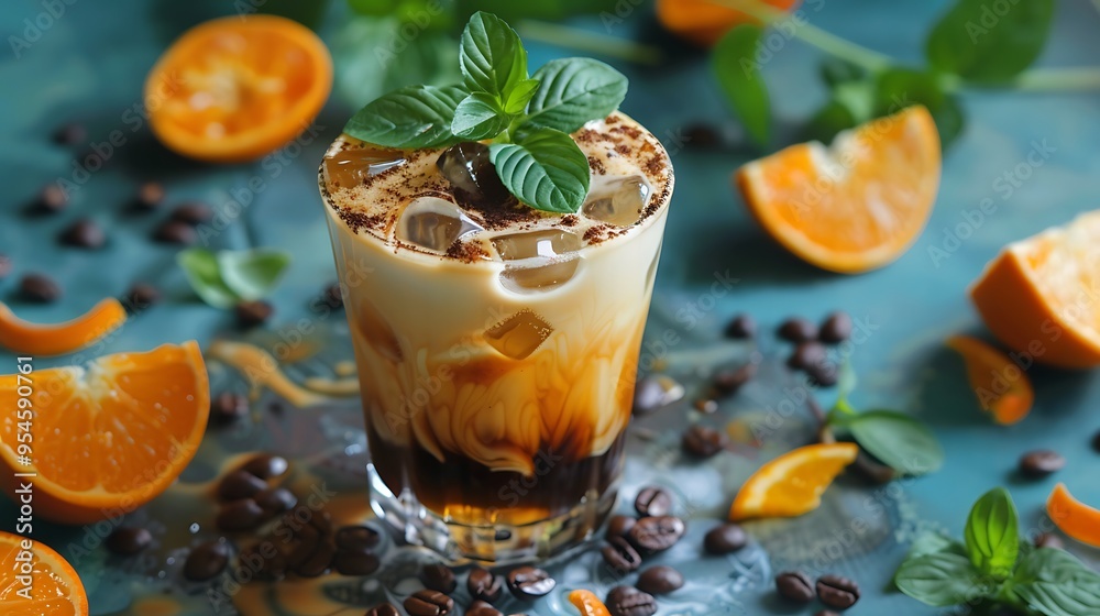 Cold coffee in the summer coffee with orange cream cold brew Cold coffee in the summer coffee with orange cream cold brew