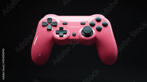 Wallpaper Mural Set of Pink game joysticks gamepad isolated on a black background,video game,concept of playing games or watching TV,gamepad, joystick controller, entertainment gameplay symbol,3d rendering. Torontodigital.ca