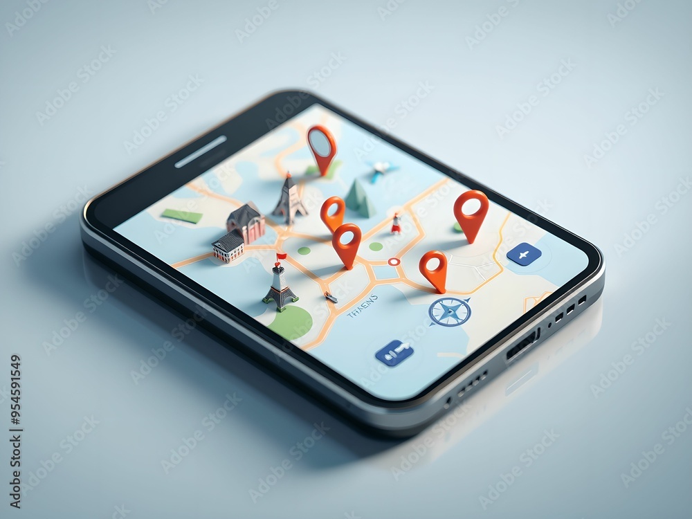 Mobile Device as a Digital Travel Guide in 3D Cartoon Style Mobile Device as a Digital Travel Guide in 3D Cartoon Style