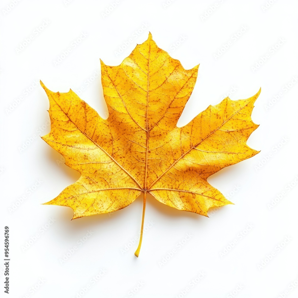 A Single Dried Yellow Maple Leaf Isolated on White A Single Dried Yellow Maple Leaf Isolated on White