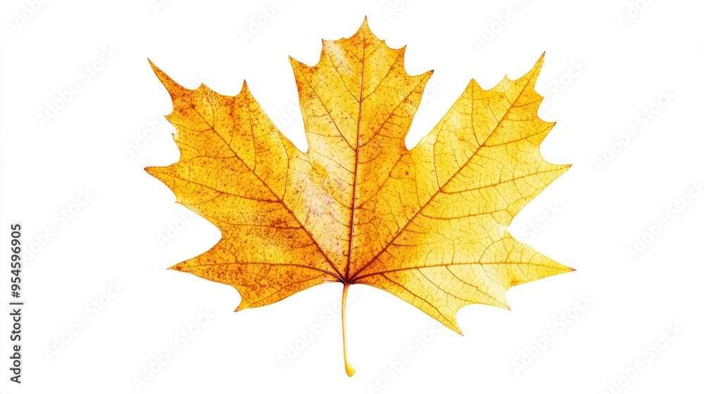 A Single Dried Maple Leaf with Yellow and Brown Hues A Single Dried Maple Leaf with Yellow and Brown Hues