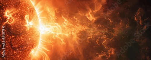 A captivating solar flare erupting from the surface of the sun, 4K hyperrealistic photo