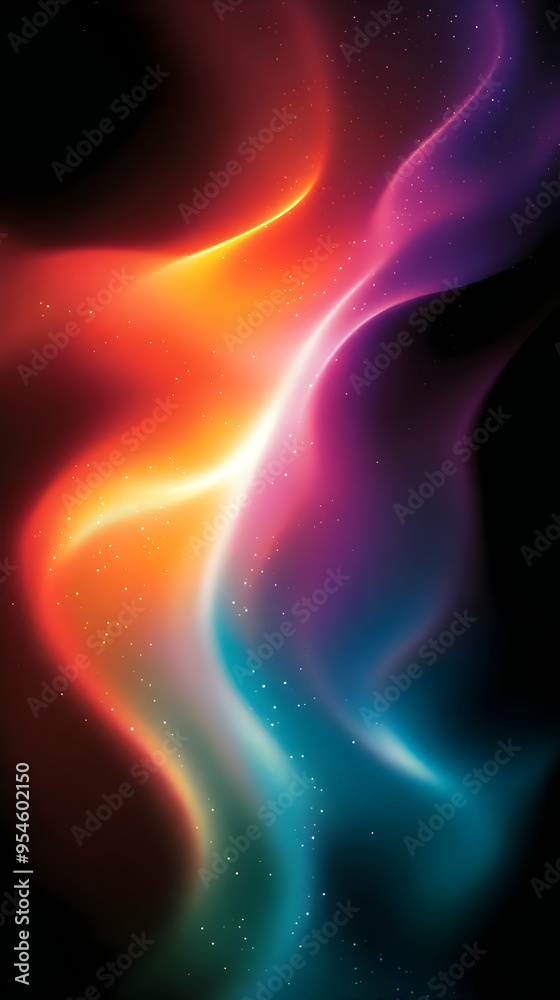 Abstract cosmic background with glowing lights in red, orange, blue, and purple. Abstract cosmic background with glowing lights in red, orange, blue, and purple.