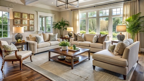 Soft neutrals and comforting textures create a cozy atmosphere, while stylish accents add a touch of sophistication to