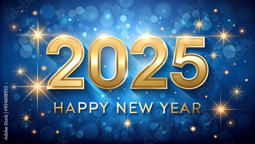 Blue Background Happy New Year 2025. Perfect for: New Year, Global