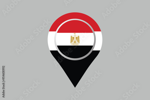 Egypt flag with location sign, National Egypt flag Vector illustration, Flag of the Arab Republic of Egypt, Illustration Flag of Egypt, Symbol of patriotism and freedom, Egyptian sign, Africa
