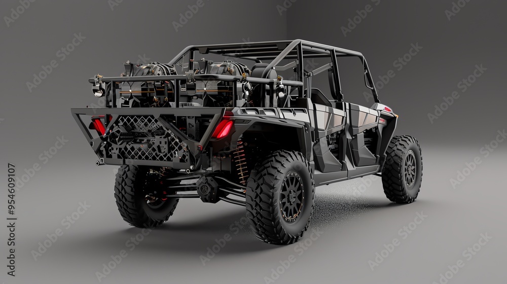 A 3D render of a UTV cargo bed extender A 3D render of a UTV cargo bed extender