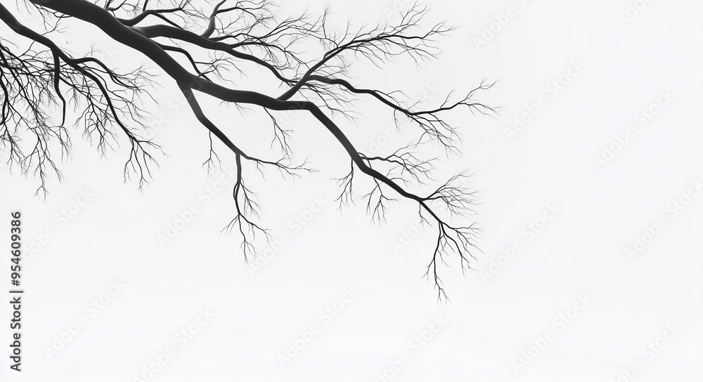 Abstract silhouette of black tree branches on a white background, soft-focus photography Abstract silhouette of black tree branches on a white background, soft-focus photography