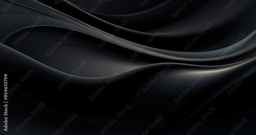 Obraz premium A smooth, abstract composition featuring flowing black curves and gradients, creating a sense of depth and elegance.
