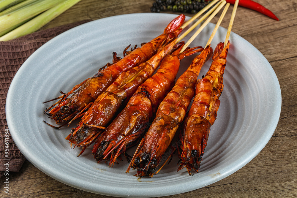 Tasty grilled tiger prawn snack Tasty grilled tiger prawn snack