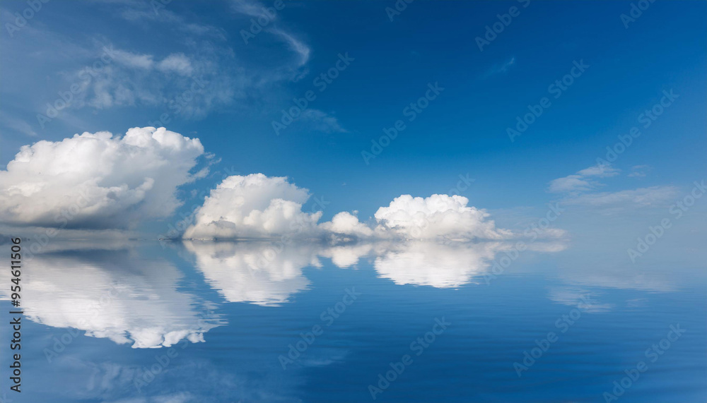 Blue Sky and Clouds Reflecting in Water and Copy Space Blue Sky and Clouds Reflecting in Water and Copy Space