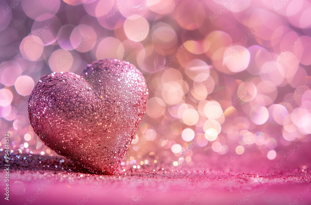 Fototapeta premium A pink heart-shaped object on the table with a blurred background AI Image