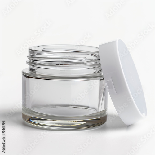 Wallpaper Mural A white lid frosted glass jar, cosmetics container on white background 50ml AI Image Torontodigital.ca