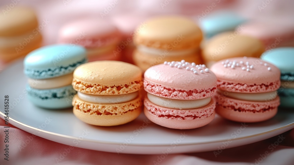 Pastel Macarons on a Plate Pastel Macarons on a Plate