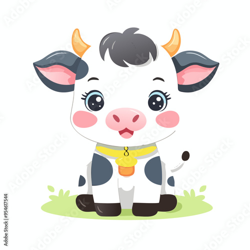 Cow Cute Small Cartoon Baby Animal Character
