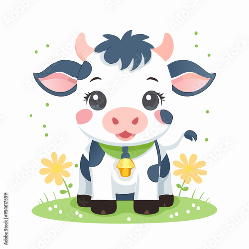 Cow Cute Small Cartoon Baby Animal Character
