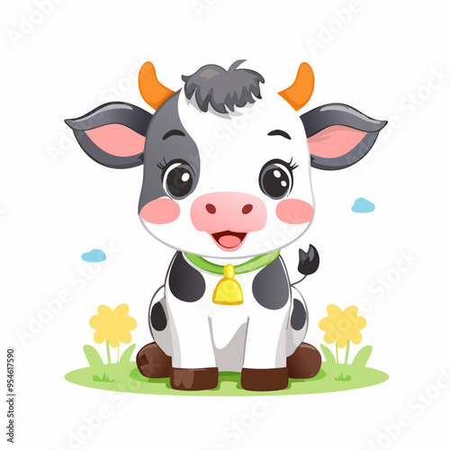 Cow Cute Small Cartoon Baby Animal Character
