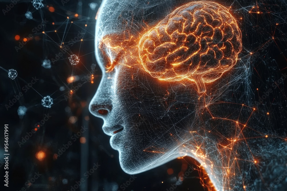 Systematic Mirror neurons Digital rendering of a face with glowing brain activity symbolizing the fusion of technology and human cognition in a futuristic context Systematic Mirror neurons Digital rendering of a face with glowing brain activity symbolizing the fusion of technology and human cognition in a futuristic context