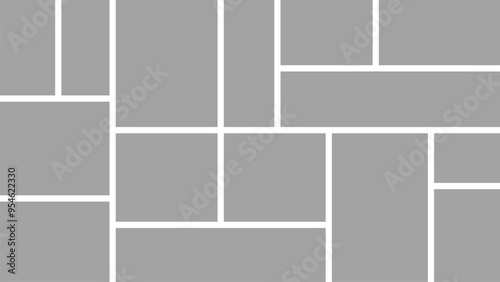 Empty photo collage template of 15 parts. Frames for photo. Collage concept. Vector Illustration.	