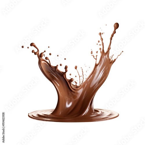 Chocolate liquid splash, white background, brown, sweet treat