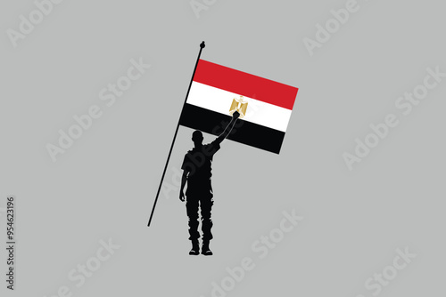 A Man with Egypt flag, National Egypt flag Vector illustration, Flag of the Arab Republic of Egypt, Illustration Flag of Egypt, Symbol of patriotism and freedom, Egyptian sign, Africa
