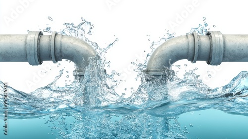 Water Splashing from Connected Metal Pipes