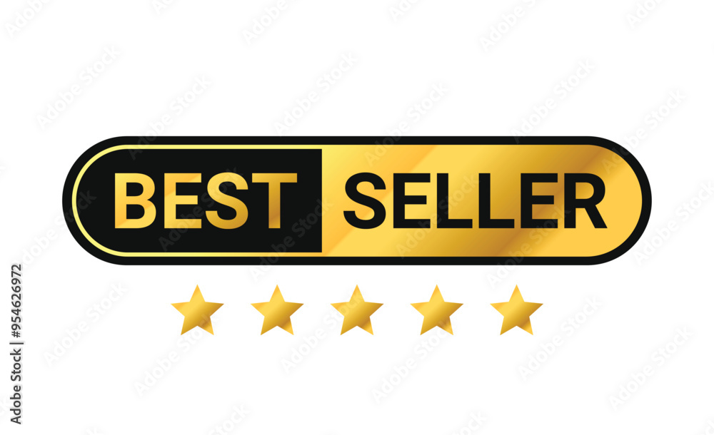 Best Seller text with gold frame button with stars,for banner sticker, label, mark, ribbon, badge, logo, icon, website, business symbol. vector illustration Best Seller text with gold frame button with stars,for banner sticker, label, mark, ribbon, badge, logo, icon, website, business symbol. vector illustration