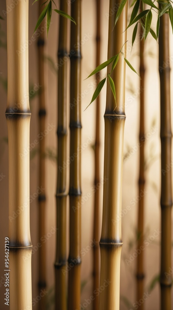 Green bamboo growing tall with a natural background perfect for a calming vertical wallpaper