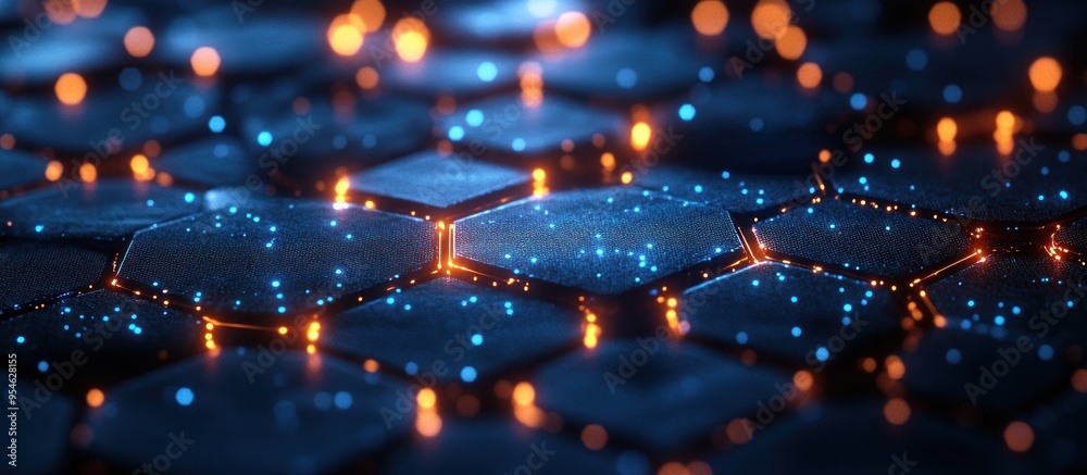 Fototapeta premium Abstract Hexagon Pattern with Glowing Lights