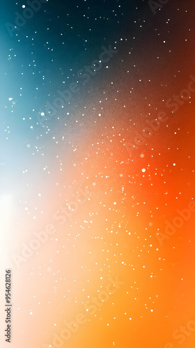 Abstract orange and blue gradient with white dots. photo