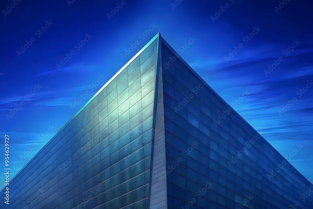 Modern Architectural Design Sharp Angular Glass Facade Skyline Reflection
