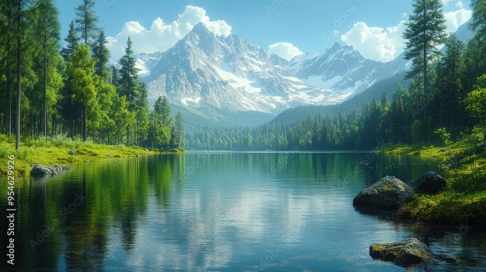 Fototapeta premium Serene Mountain Lake