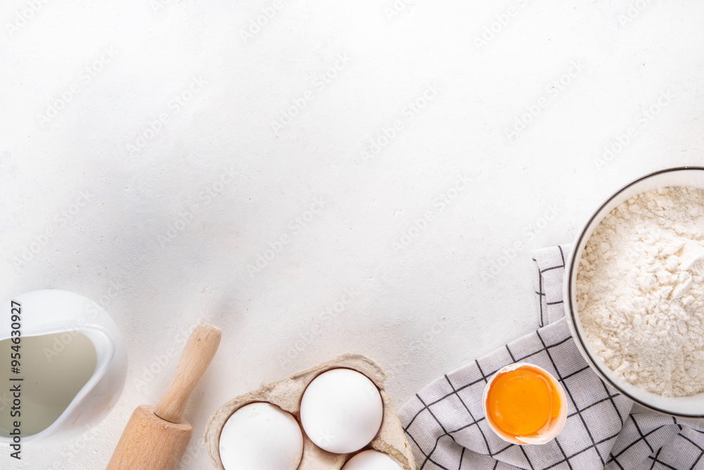 Empty space baking background with ingredients Empty space baking background with ingredients